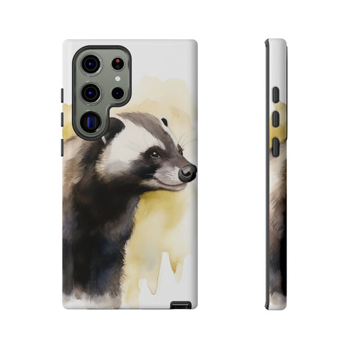 Badger on a Yellow Background - Impact Resistant Phone Case Samsung Galaxy S23 Ultra Glossy